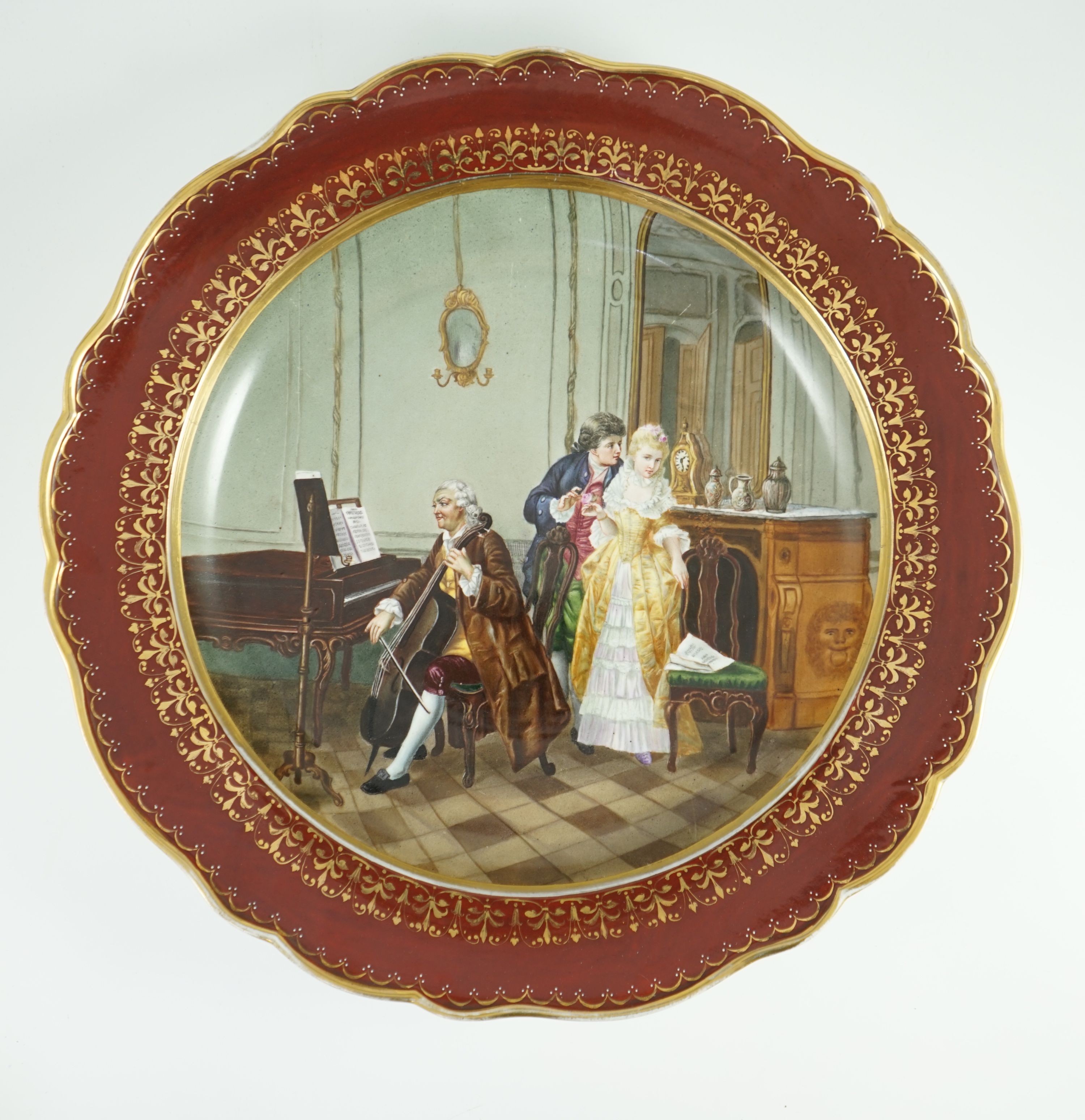 A Meissen outside decorated dish, 19th century, 40cm diameter